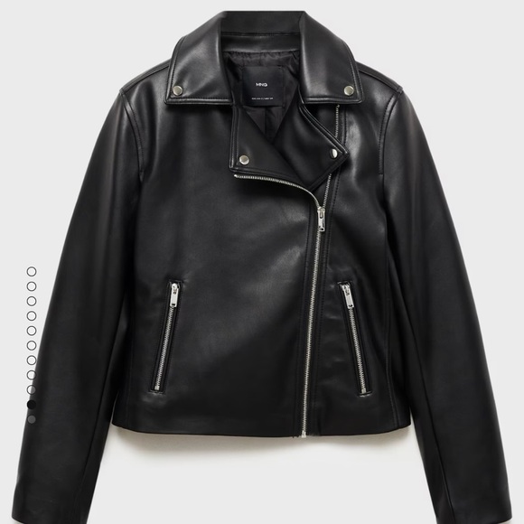 MANGO MNG Genuine Leather Black Jacket XL